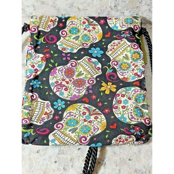 Crossbody Bag‎ Steampunk Colorful Skulls Mardi Gras Small 8 x 6 Single Pocket - Picture 2 of 10
